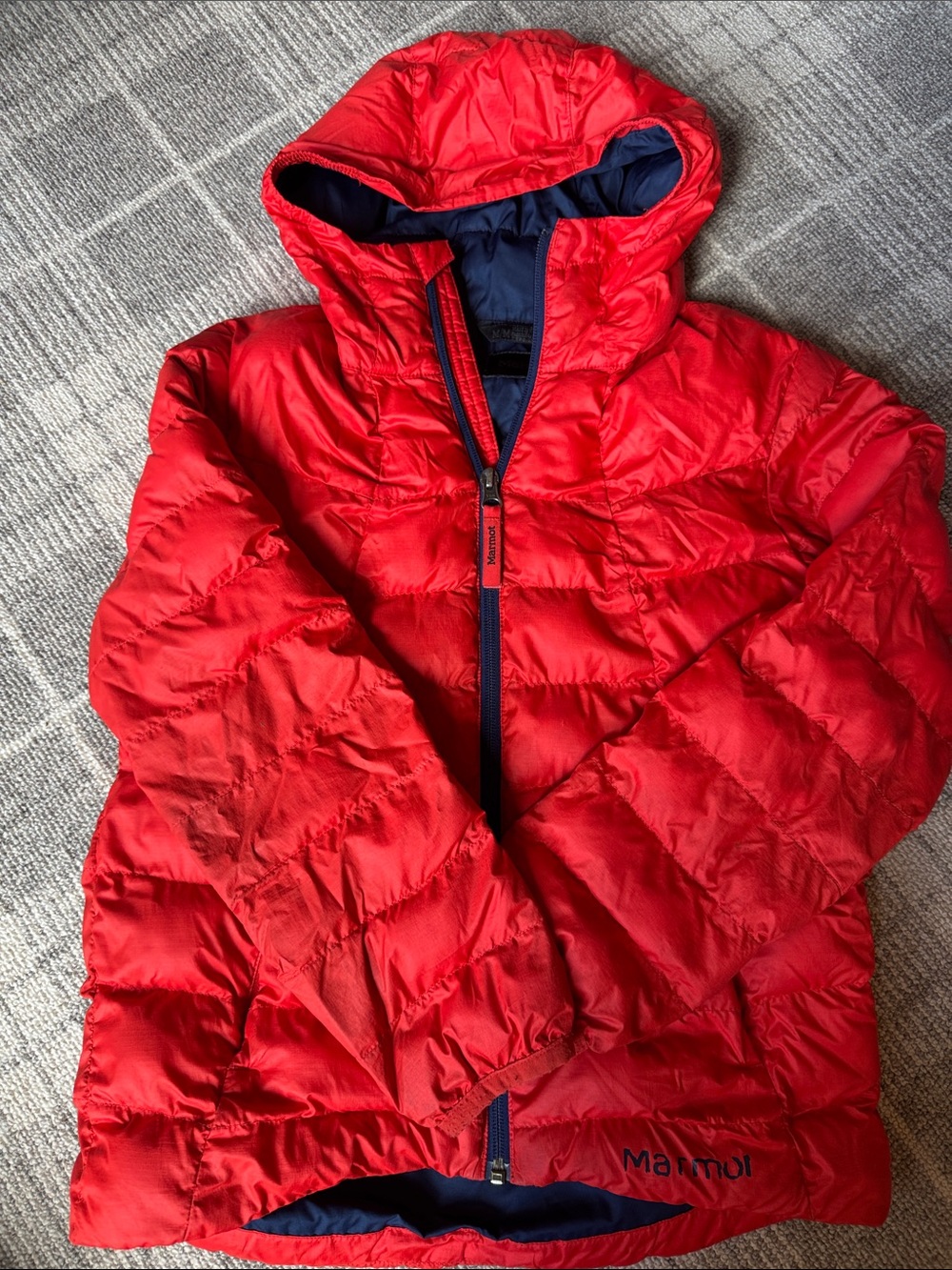Marmot Kids Bright Red Hooded Puffer Jacket